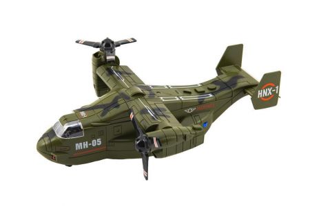 Teddies Letadlo/helikoptéra vojenská plastová 29 cm na baterie se zvukem