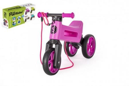 Teddies Odrážedlo Funny Wheels Rider SuperSport 2v1+popruh balené v krabici Fialové