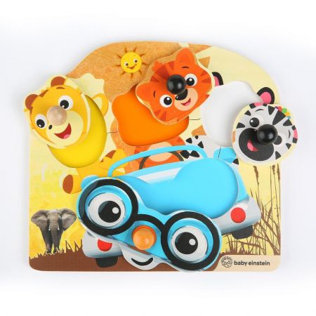 Baby Einstein Hračka dřevěná puzzle Friendy Safari Faces Hape 12 m+