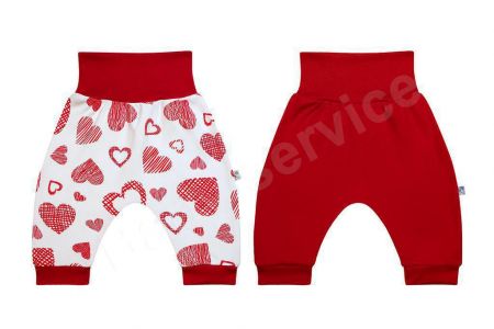 Baby Service Bavlněné kalhoty buggy Srdce Červené Vel. 86