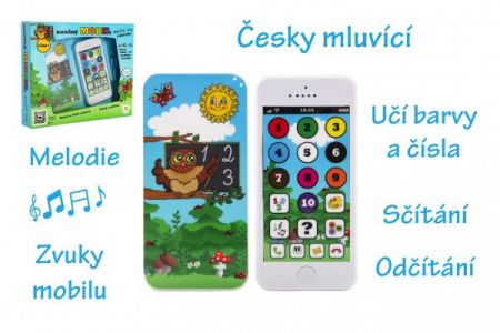 Teddies Naučný mobilní telefon Moudrá sova se zvukem