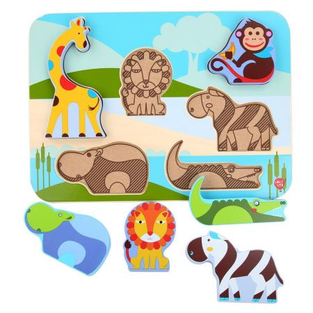 Lucy & Leo Dřevěné vkládací puzzle Zvířátka ze safari