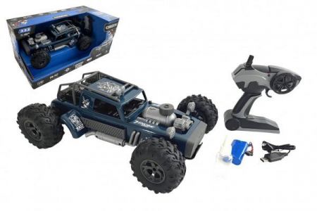 Teddies Auto RC buggy vypouštějící páru 38 cm modré 2,4GHz na bat. + dobíjecí pack