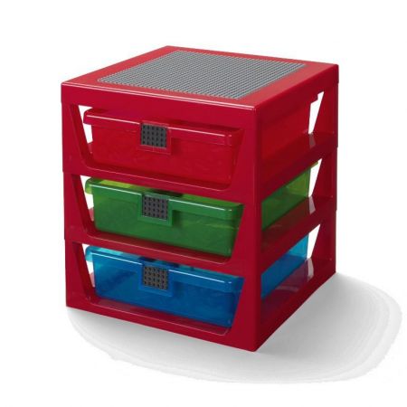 LEGO organizér se třemi zásuvkami - Červená