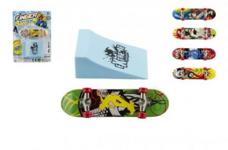 Teddies Skateboard prstový s rampou plast 10 cm