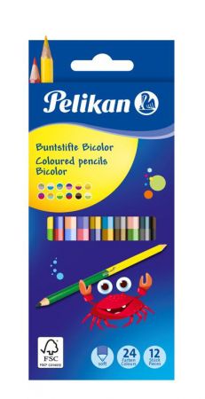 Pelikan  Oboustranné Pastelky Bicolor 12 ks