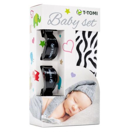 T-tomi Baby set - bambusová osuška + kočárkový kolíček Zebra