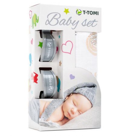 T-tomi Baby set - bambusová osuška + kočárkový kolíček Rainbow