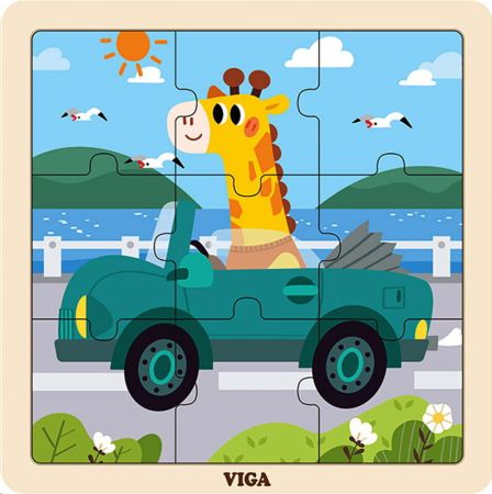 VIGA -  Dřevěné puzzle Auto 9ks