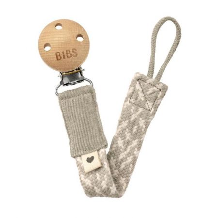 BIBS Paci Braid klip na dudlík-Sand / Ivory