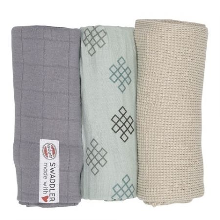 Lodger Swaddler Empire 3balení 70x70cm-Knot Silt Green