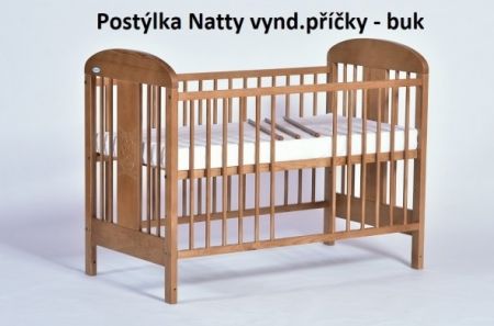 Puppolina Dětská postýlka Natty-buk - pevné boky