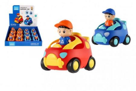 Teddies Auto s panáčkem plast 7 x 11cm na setrvačník 