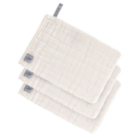 Muslin Wash Glove Set 3 pcs milky
