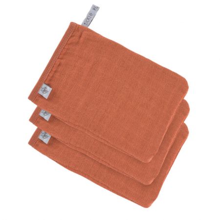 Muslin Wash Glove Set 3 pcs rust