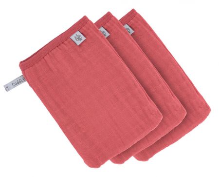 Muslin Wash Glove Set 3 pcs rosewood