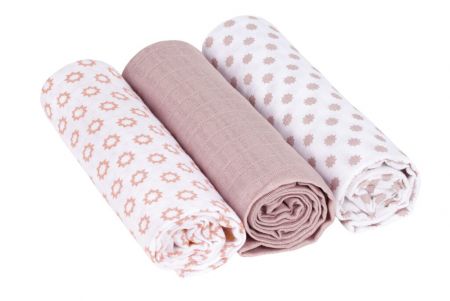 Swaddle blanket 85x85 Little Chums Star light pink