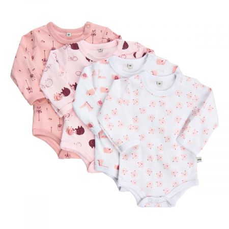 Pippi kojenecké body s dlouhým rukávem OEKO - TEX set 4 ks 3819 - 501 Velikost: 80 OEKO - TEX