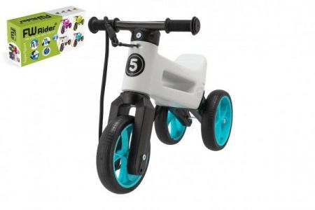 Teddies Odrážedlo Funny Wheels Rider SuperSport 2v1+popruh balené v krabici Bílé/tyrkysové