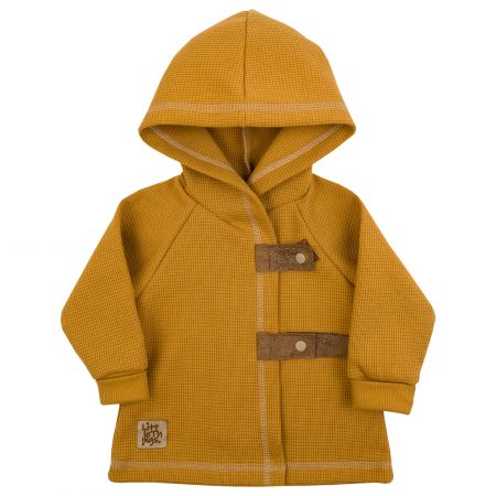 hořčicový bavlněný zavinovací kabátek  - 3-6kg