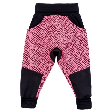 neonově růžové rostoucí softshellové kalhoty s potiskem - 5-7 let