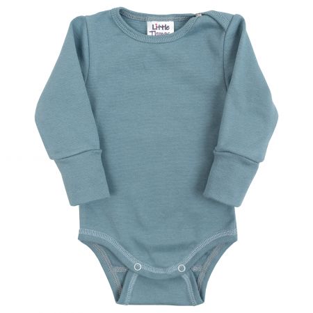 modré rostoucí body s dlouhým rukávem  - 6-9kg