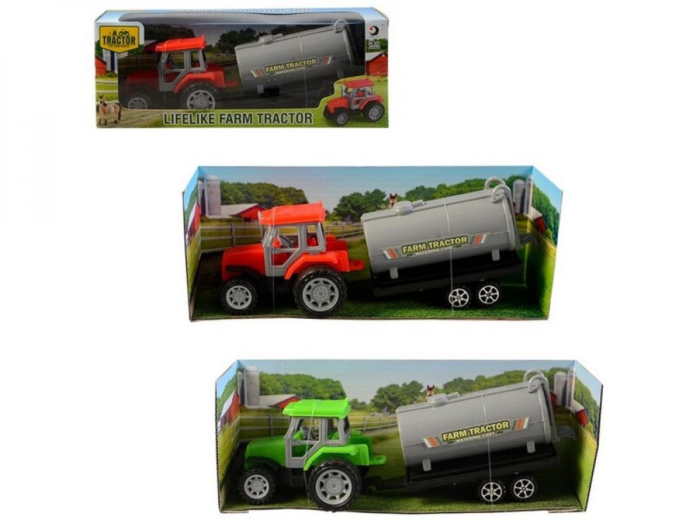 MADE - Traktor s přívěsem, na setrvačník , 22cm, Mix Produktů