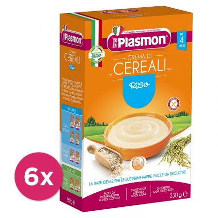 PLASMON 6x PLASMON Kaše bezlepková rýžová 230 g, 4m+