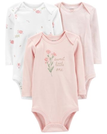 CARTERS CARTER'S Body dlouhý rukáv Pink Sheeps holka LBB 3ks 9m