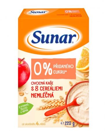 SUNAR SUNAR Kaše nemléčná ovocná s 8 cereáliemi 220 g