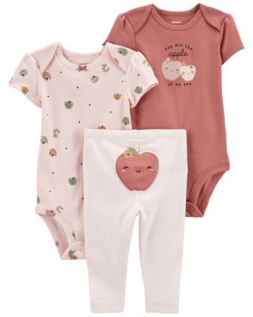 CARTERS CARTER'S Set 3dílný body kr. rukáv 2ks, legíny Pink Apple holka 3m