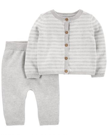 CARTERS CARTER'S Set 2dílný svetr, kalhoty Grey Stripes neutrál 9m