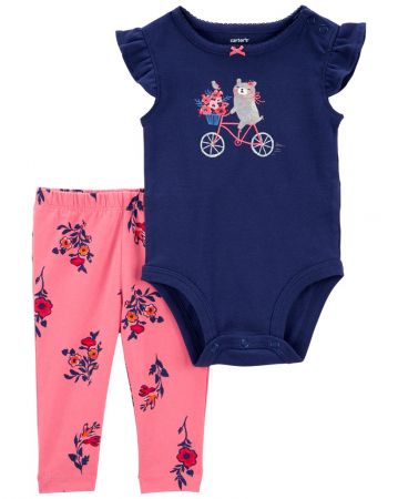 CARTERS CARTER'S Set 2dílný body kr. rukáv, legíny Navy Bike holka 18m