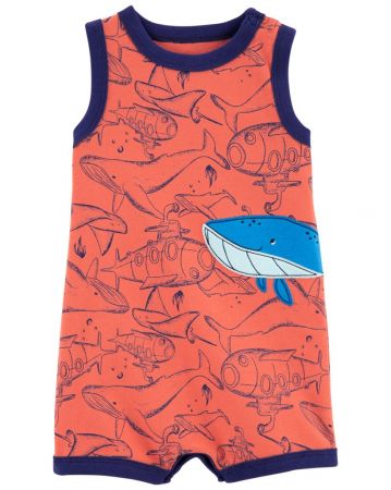 CARTERS CARTER'S Overal letní Orange Whale kluk 6m