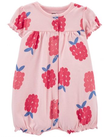 CARTERS CARTER'S Overal letní krátký rukáv Pink Raspberry holka NB/vel. 56