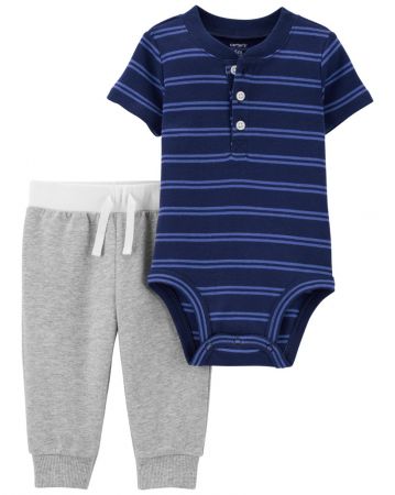 CARTERS CARTER'S Set 2dílný body kr. rukáv, tepláky Blue Stripes kluk NB/vel. 56