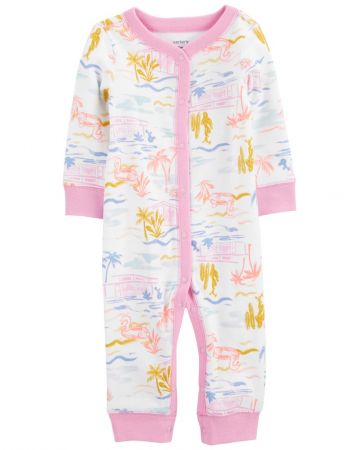 CARTERS CARTER'S Overal bez nožiček na druky Sleep&Play Pink Palm holka 3m