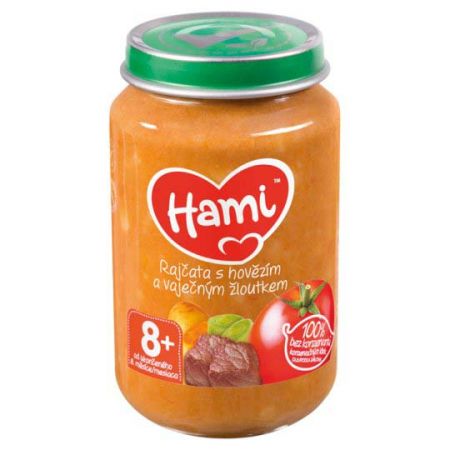 HAMI HAMI Rajčata s hovězím a vaječným žloutkem (200 g) - maso-zeleninový příkrm