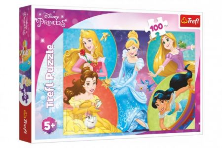 Trefl Puzzle Poznejte sladké princezny/Disney Princess 100 dílků 41x27,5cm v krabici 29x19x4cm