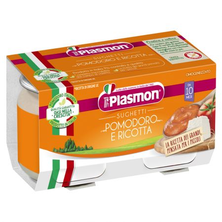 PLASMON PLASMON Omáčka bezlepková rajčatová s Ricottou 2x80g, 10m+