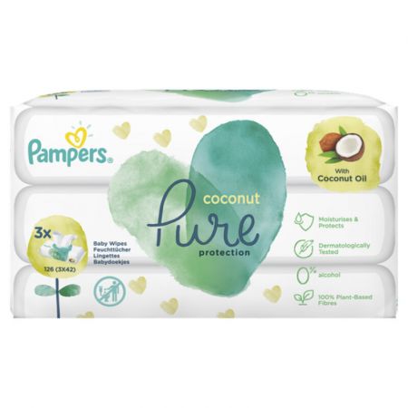 Pampers PAMPERS Harmonie Coconut vlhčené ubrousky Plastic Free 3x42 ks = 126 ks