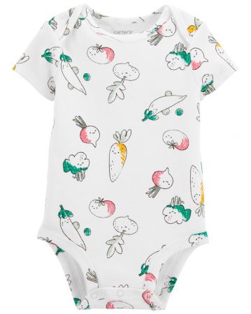 CARTERS CARTER'S Body krátký rukáv Ivory Vegetables holka 6m