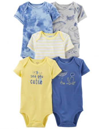 CARTERS CARTER'S Body krátký rukáv Blue Ocean chlapec 5ks 3m