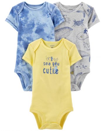 CARTERS CARTER'S Body krátký rukáv Blue Ocean chlapec 3ks NB/ vel. 56