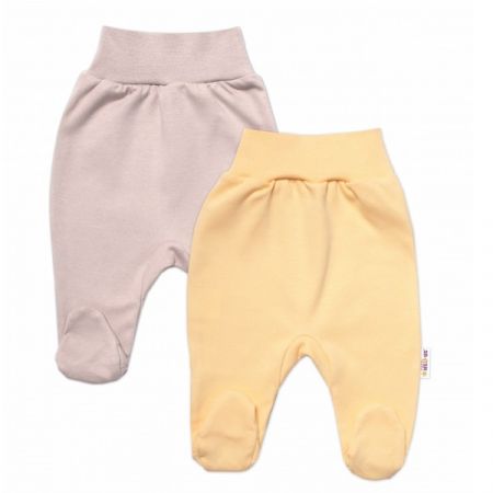 BABY NELLYS bavlněné polodupačky BASIC PASTEL Žlutá/Béžová 2ks vel. 62