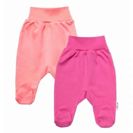 BABY NELLYS bavlněné polodupačky BASIC PASTEL Růžová/Meruňková 2ks vel. 62