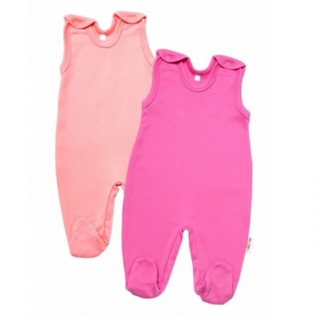 BABY NELLYS bavlněné dupačky BASIC PASTEL Růžová/Meruňková 2ks vel. 56