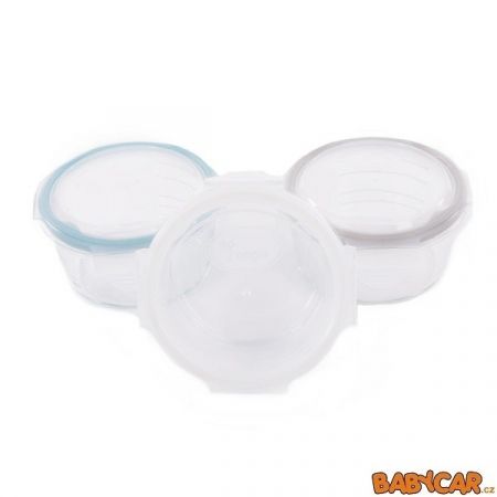 BO JUNGLE skleněné misky s víčky B-GLASS BOWLS 280ml White/Grey/Blue