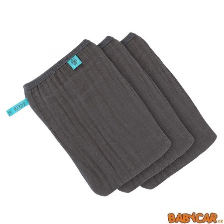 Lässig BABIES Muslin Wash Glove Set 3 pcs anthracite