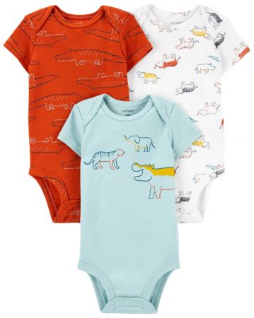 CARTERS CARTER'S Body krátký rukáv Multicolor Dino chlapec 3ks NB/ vel. 56